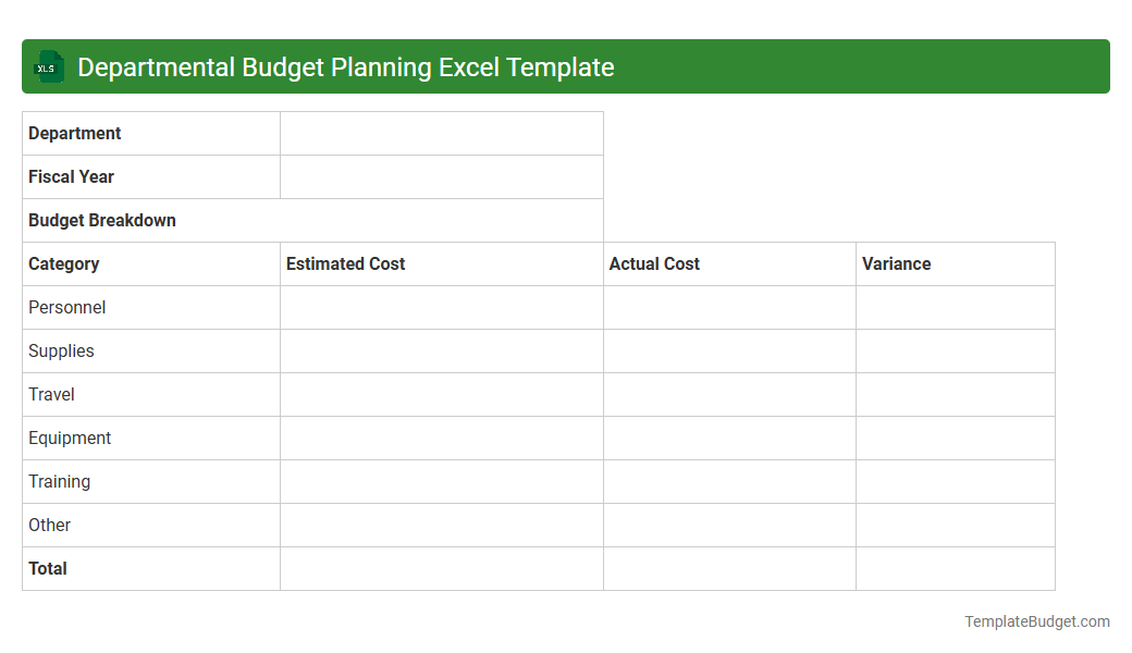 Departmental Budget Planning Excel Template