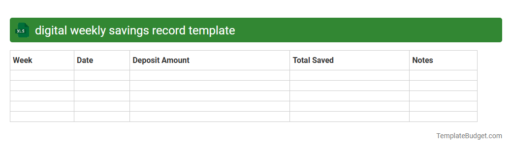 digital weekly savings record template