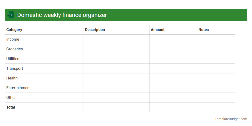 Domestic weekly finance organizer