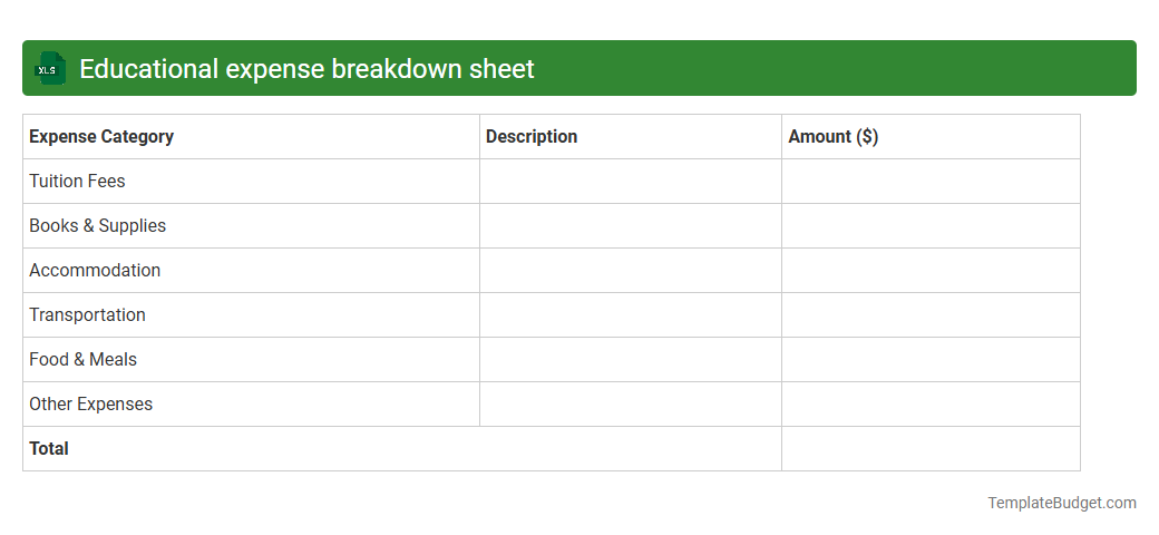 Educational expense breakdown sheet