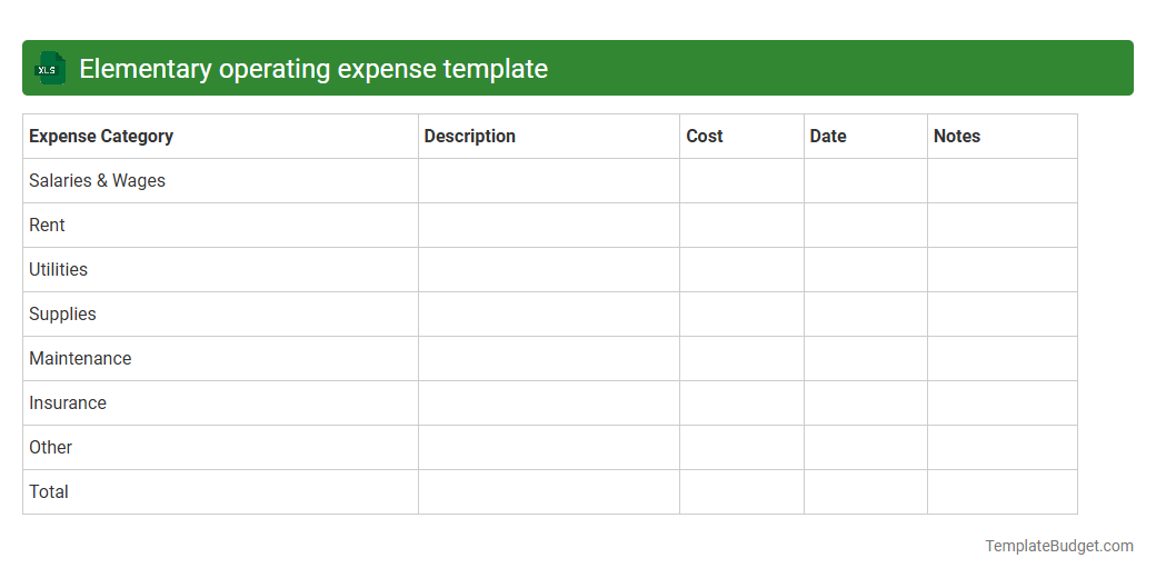 Elementary operating expense template