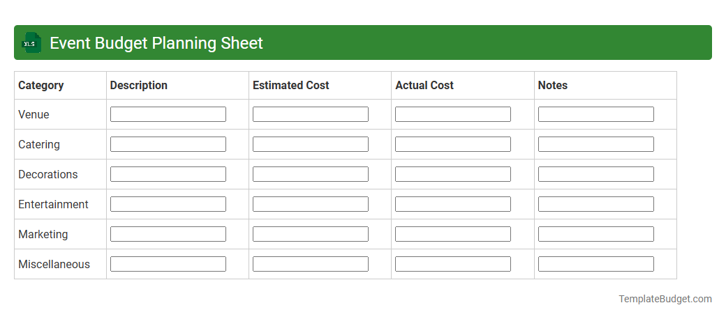 Event Budget Planning Sheet