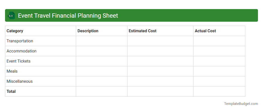 Event Travel Financial Planning Sheet