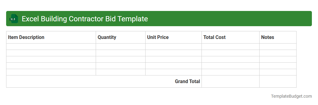 Excel Building Contractor Bid Template