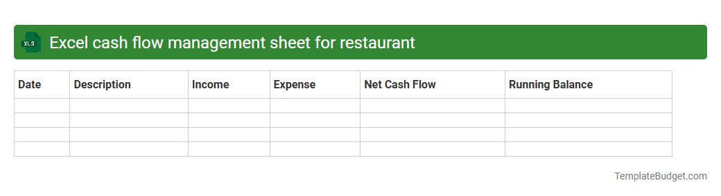 Excel cash flow management sheet for restaurant