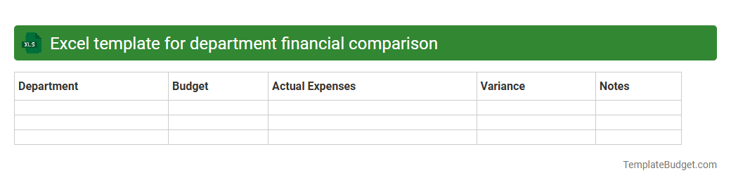 Excel template for department financial comparison