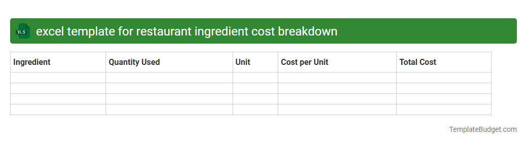 excel template for restaurant ingredient cost breakdown