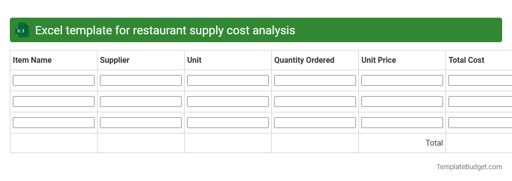Excel template for restaurant supply cost analysis
