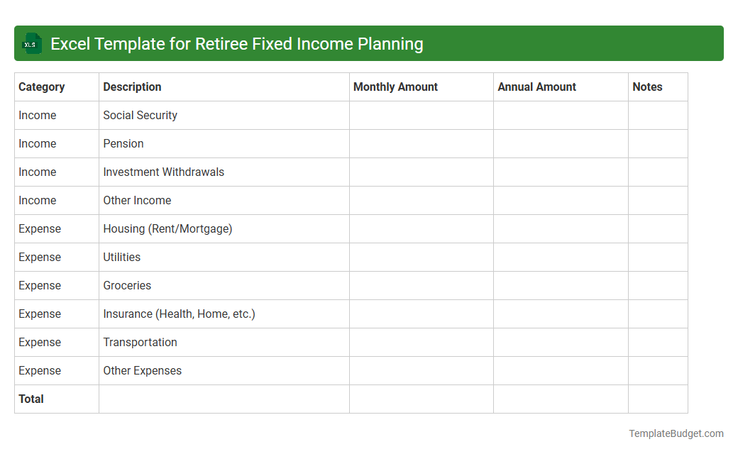 Excel Template for Retiree Fixed Income Planning
