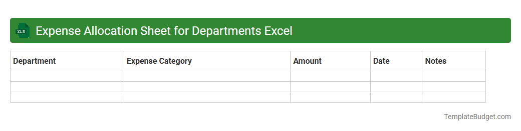 Expense Allocation Sheet for Departments Excel