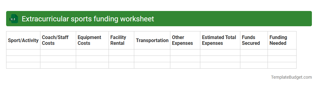 Extracurricular sports funding worksheet