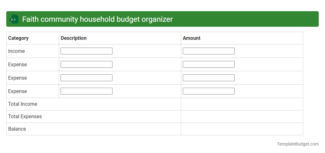 Faith community household budget organizer