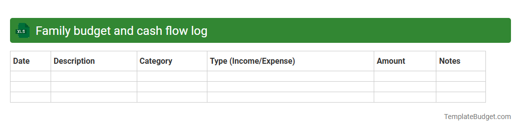 Family budget and cash flow log