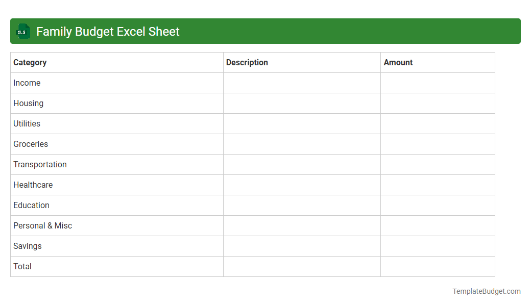Family Budget Excel Sheet
