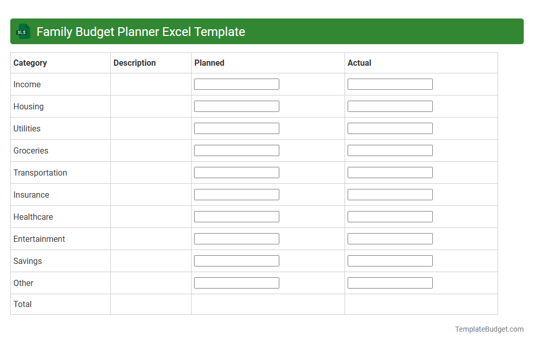Family Budget Planner Excel Template
