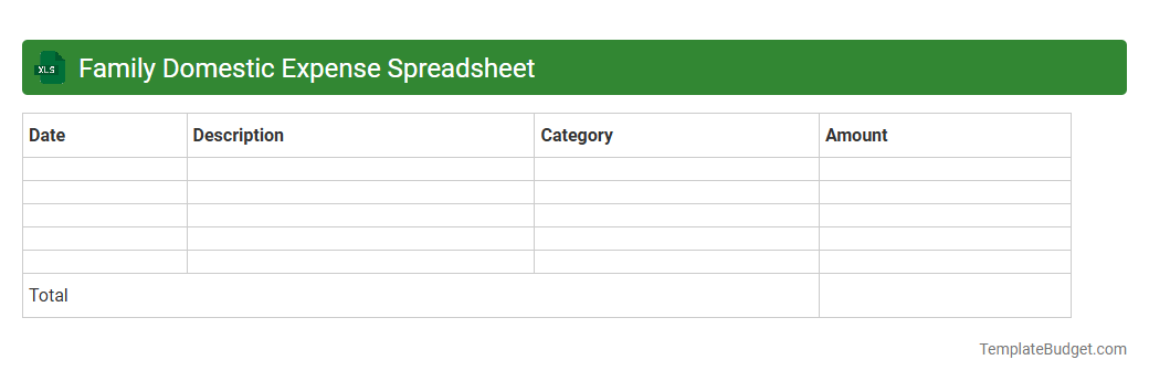 Family Domestic Expense Spreadsheet