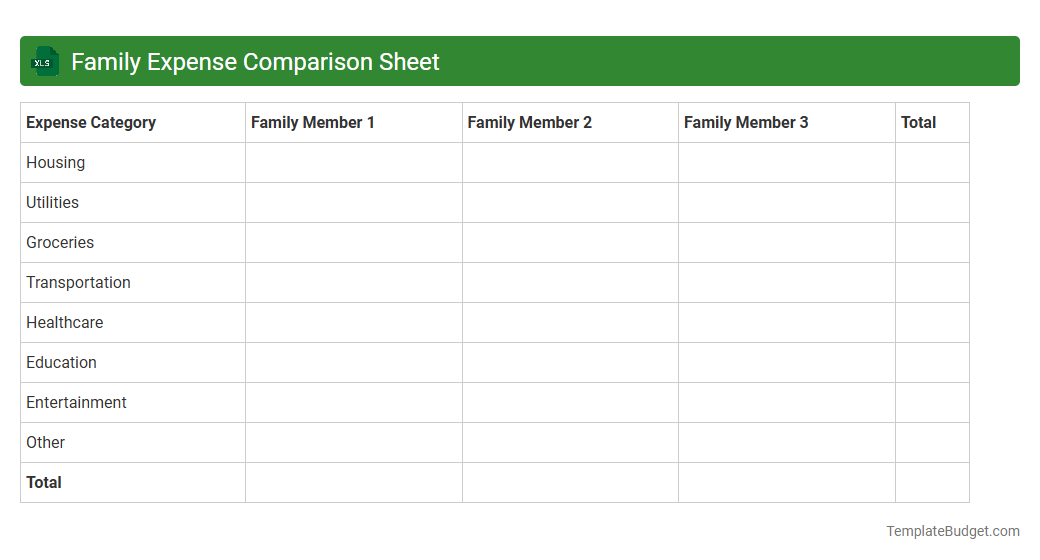 Family Expense Comparison Sheet