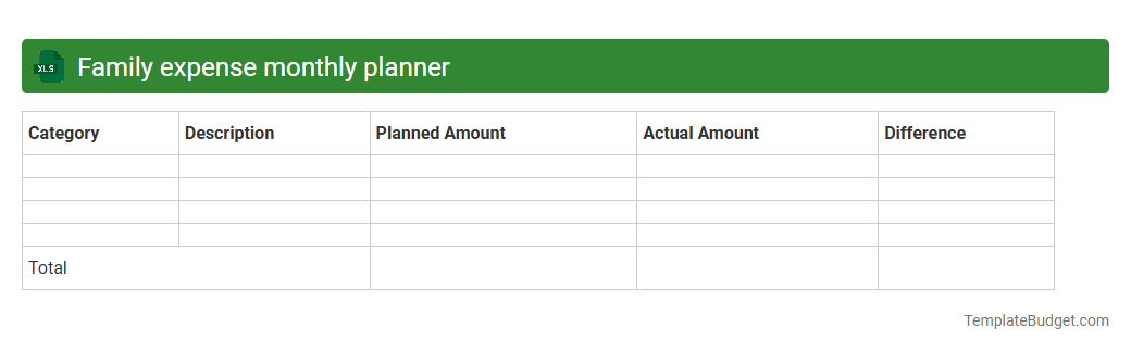 Family expense monthly planner