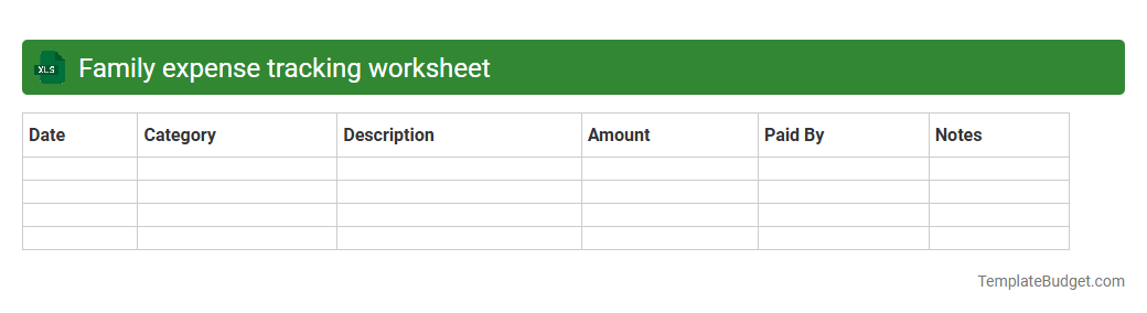 Family expense tracking worksheet