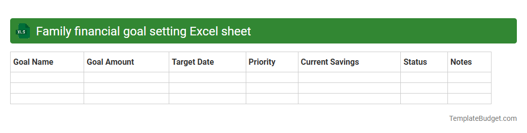 Family financial goal setting Excel sheet