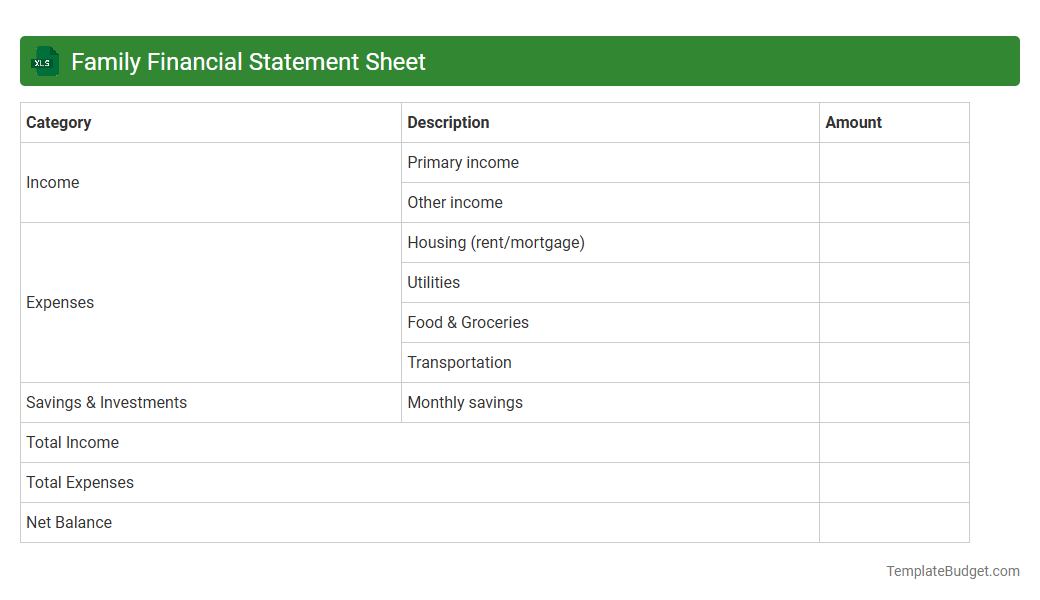 Family Financial Statement Sheet
