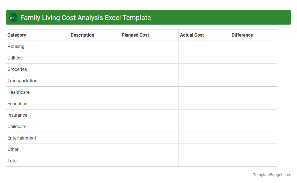 Family Living Cost Analysis Excel Template