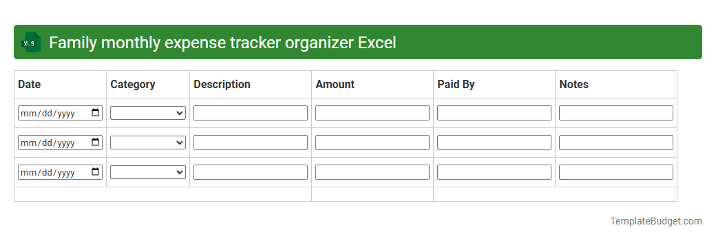 Family monthly expense tracker organizer Excel