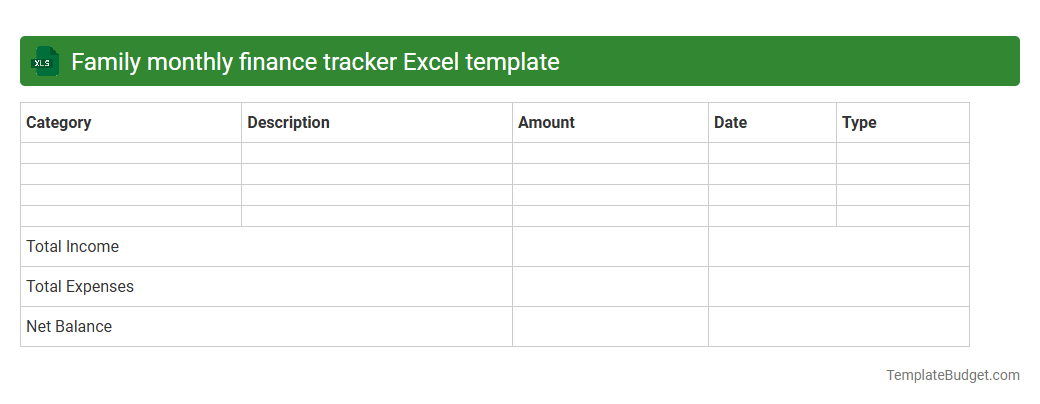 Family monthly finance tracker Excel template