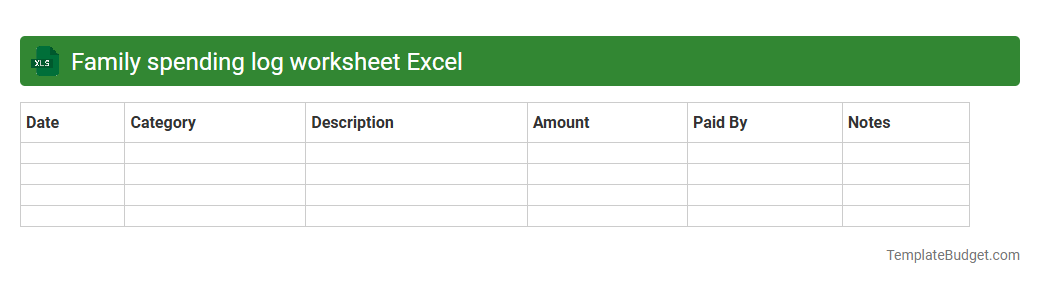 Family spending log worksheet Excel