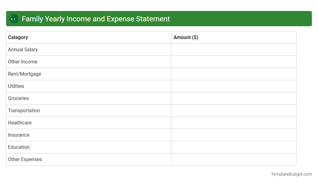 Family Yearly Income and Expense Statement