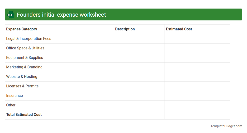 Founders initial expense worksheet