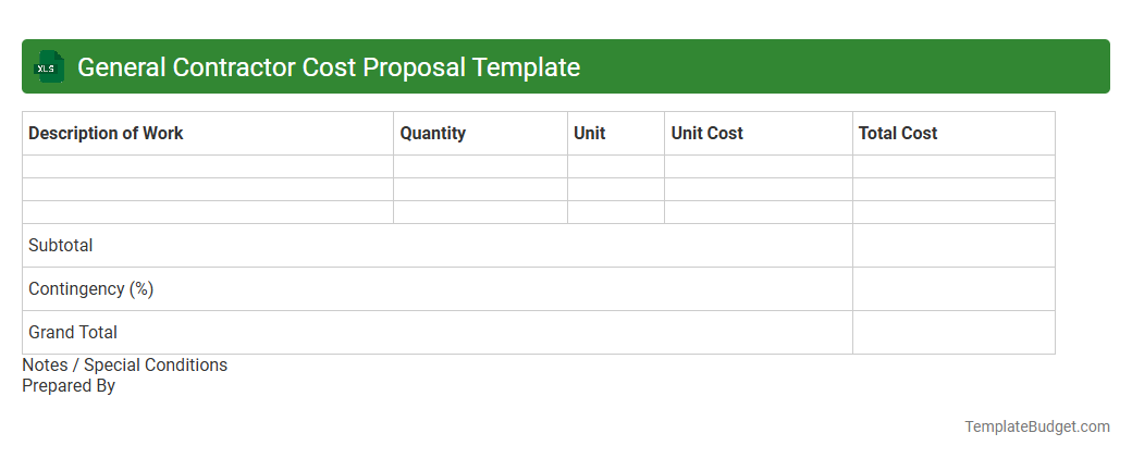 General Contractor Cost Proposal Template