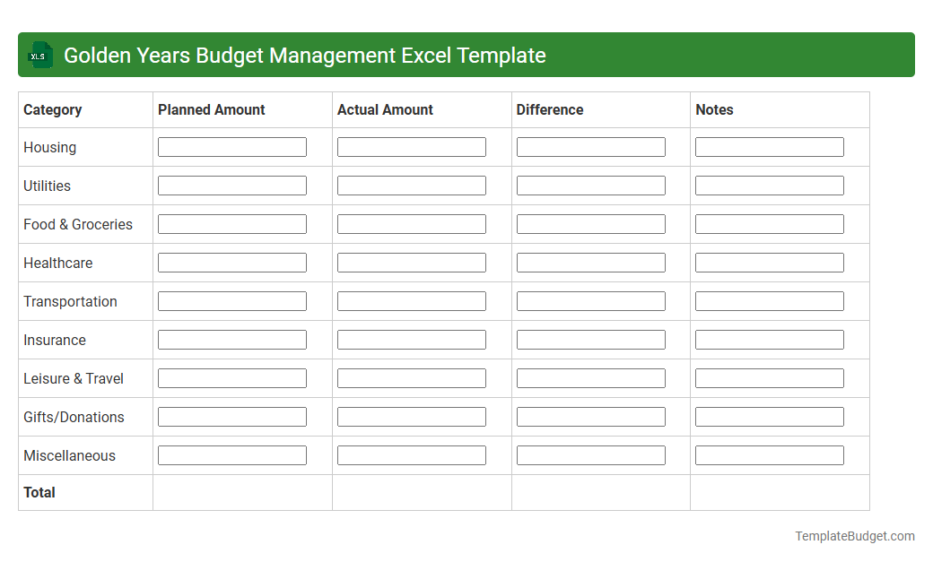 Golden Years Budget Management Excel Template
