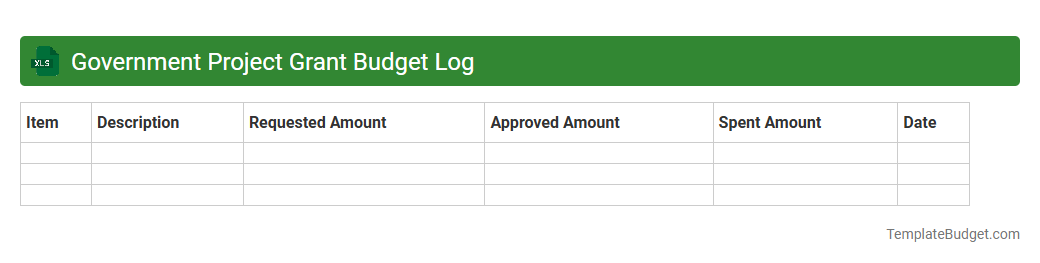 Government Project Grant Budget Log