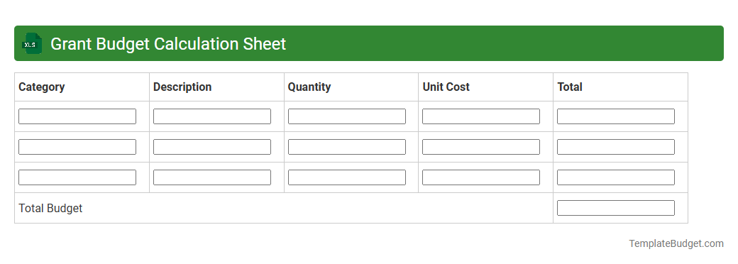 Grant Budget Calculation Sheet