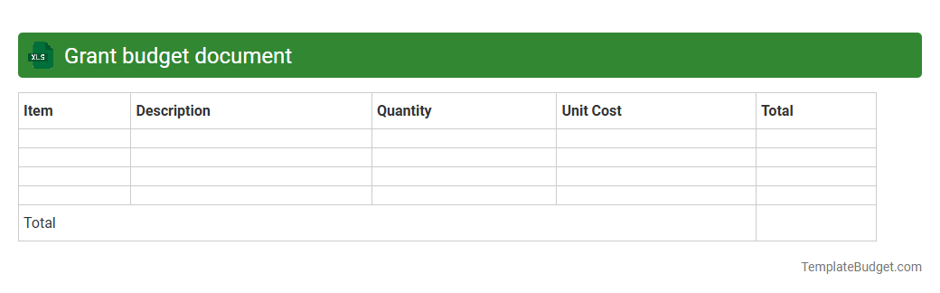 Grant budget document