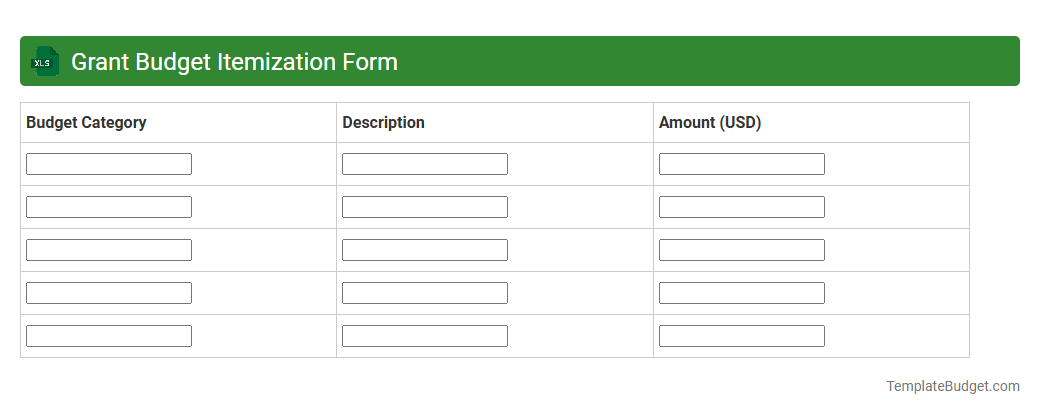 Grant Budget Itemization Form