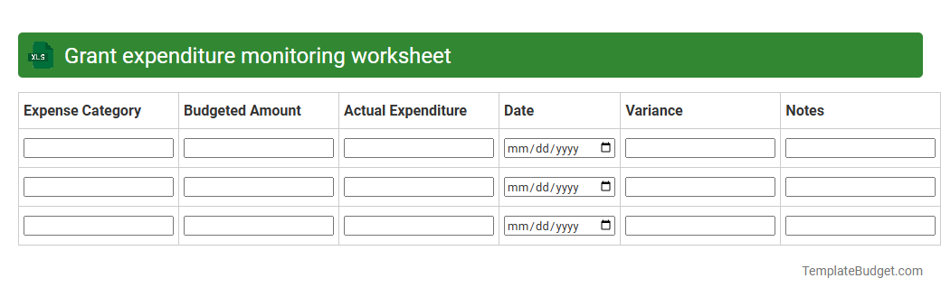 Grant expenditure monitoring worksheet