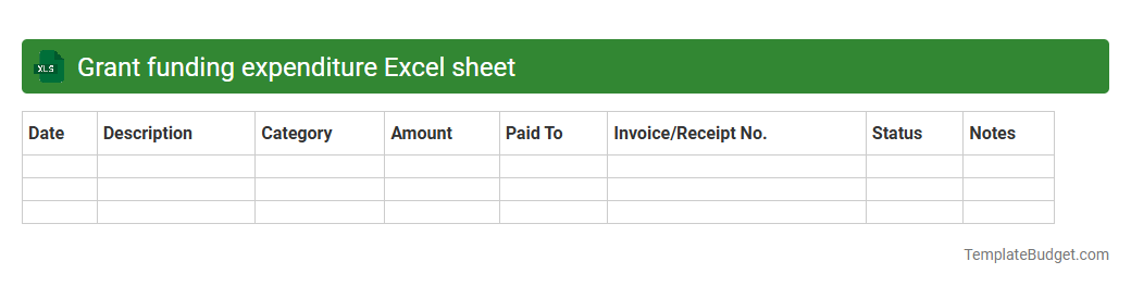 Grant funding expenditure Excel sheet