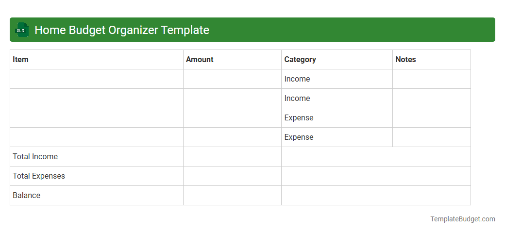 Home Budget Organizer Template