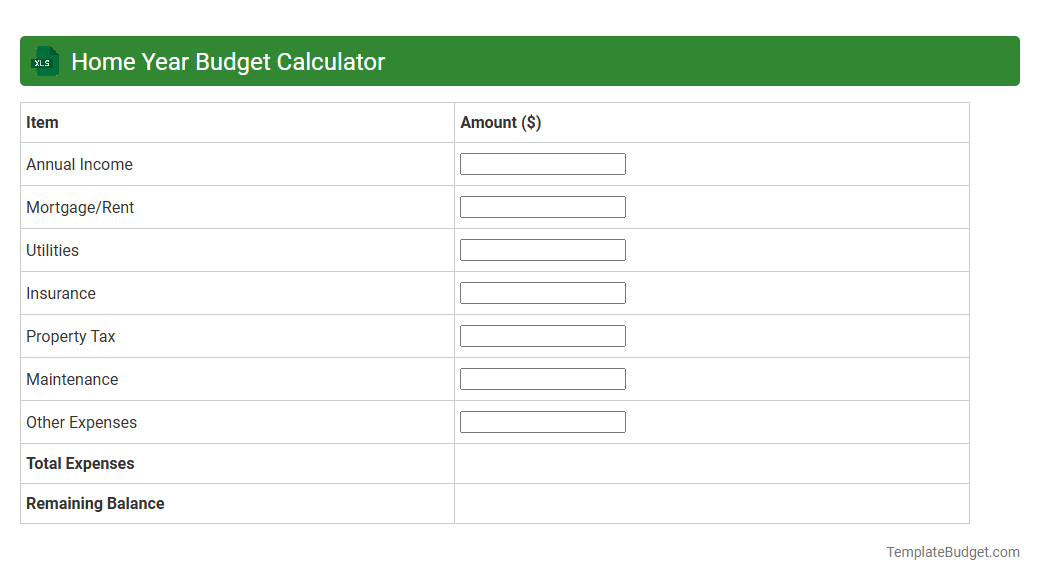 Home Year Budget Calculator