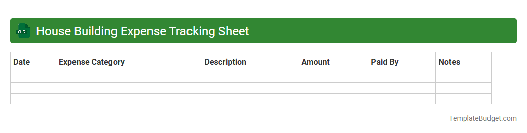House Building Expense Tracking Sheet
