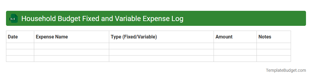 Household Budget Fixed and Variable Expense Log
