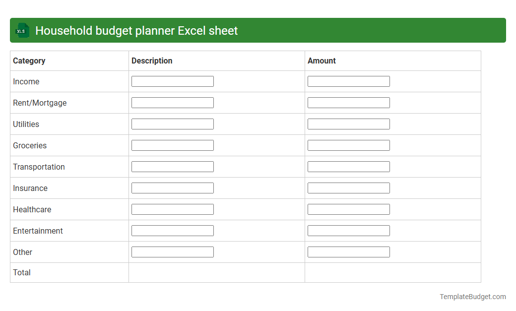 Household Budget Planner Excel Sheet