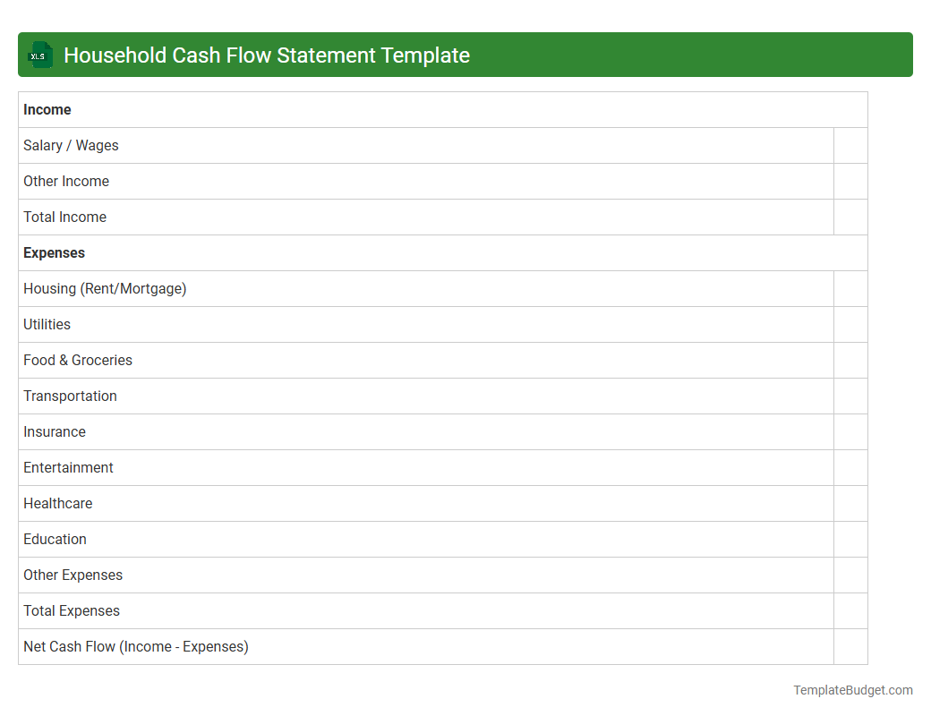 Household Cash Flow Statement Template