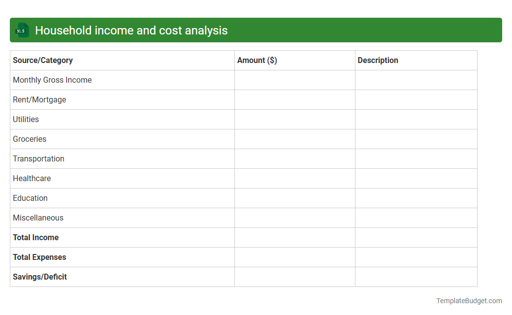 Household income and cost analysis