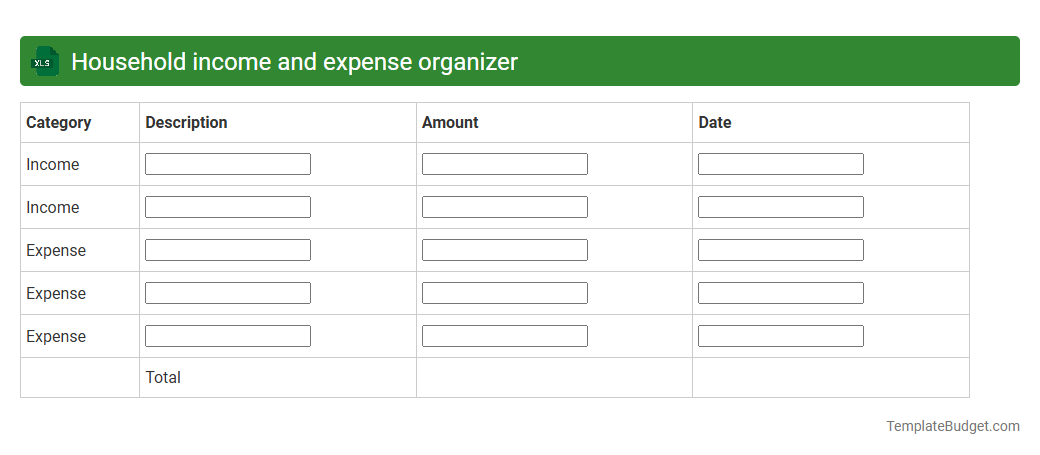 Household income and expense organizer