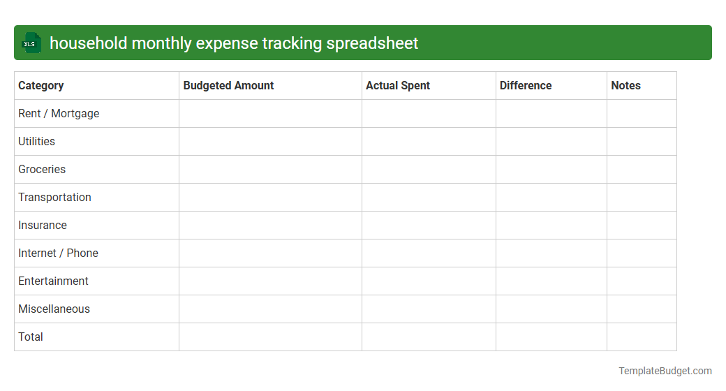 household monthly expense tracking spreadsheet