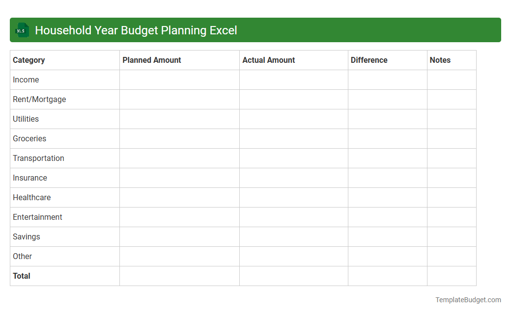 Household Year Budget Planning Excel