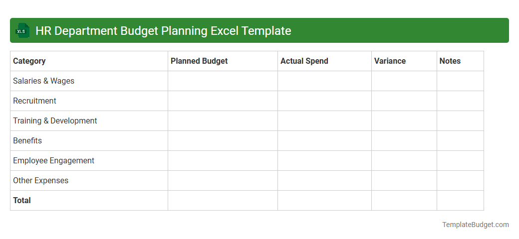 HR Department Budget Planning Excel Template